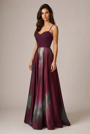Affordable Luxury Slip Dress With A Sweetheart Neckline Cinched Waist And Ombre Satin Finish — Wine Red — AI-generated studio three-quarter view