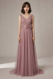 Bridesmaid Dress Long Cameo Brown Mesh Comfortable Thin Satin Bridesmaid Host Dinner Dress — Type B — AI-generated studio front view