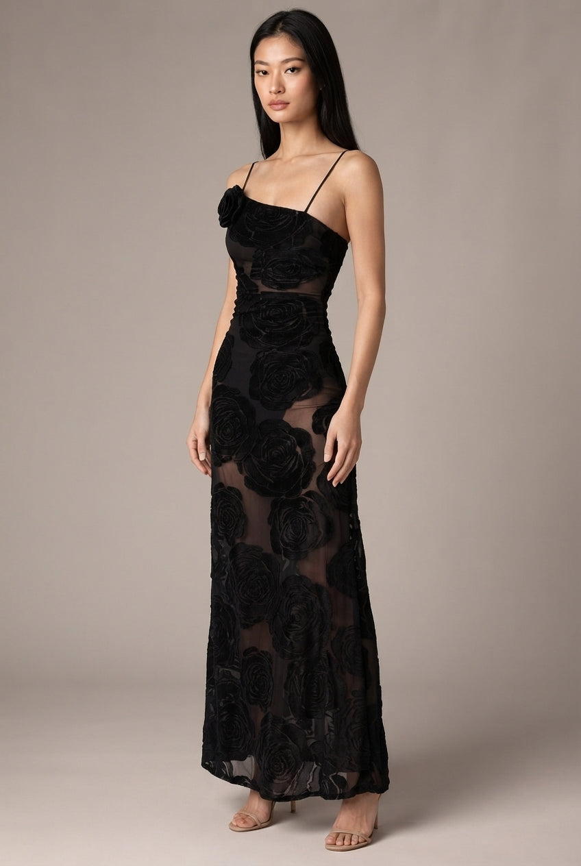 Noémie Burnout Floral Maxi Dress