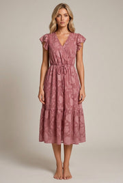 Casual V-neck Flower Sleeveless Dress — AI-generated studio front view