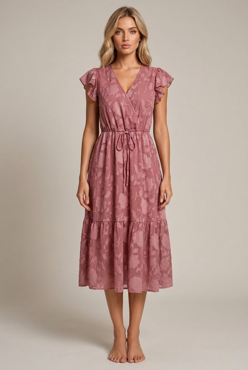 Casual V-neck Flower Sleeveless Dress — AI-generated studio front view