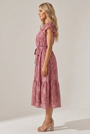 Casual V-neck Flower Sleeveless Dress — AI-generated studio right-side profile