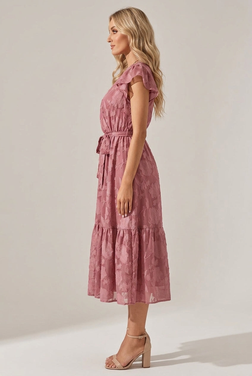 Casual V-neck Flower Sleeveless Dress — AI-generated studio right-side profile