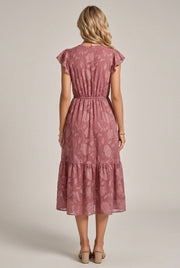 Casual V-neck Flower Sleeveless Dress — AI-generated studio back view