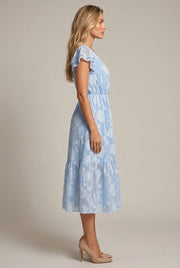 Léonie Floral Midi Dress — Light Blue — AI-generated studio right-side profile
