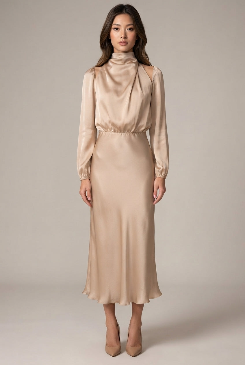 Clémence Satin Midi Dress