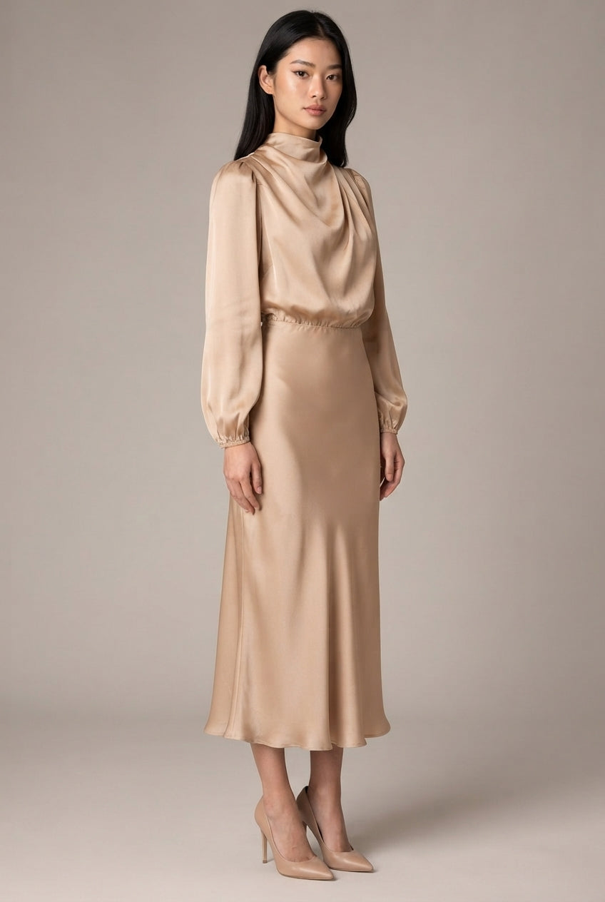 Clémence Satin Midi Dress