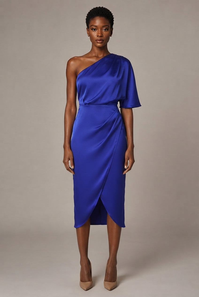 Chloé Draped Satin Midi Dress