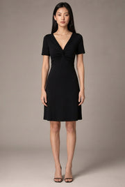 Fashion French Hepburn Style Dress Women — Black — AI-generated studio front view