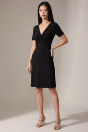 Fashion French Hepburn Style Dress Women — Black — AI-generated studio three-quarter view