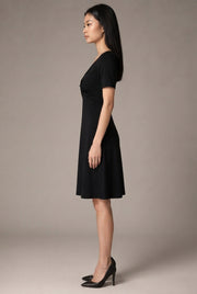 Fashion French Hepburn Style Dress Women — Black — AI-generated studio right-side profile