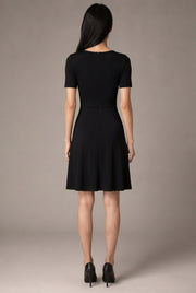 Fashion French Hepburn Style Dress Women — Black — AI-generated studio back view
