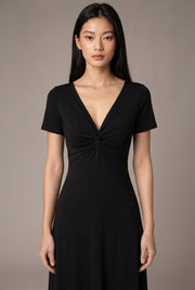 Fashion French Hepburn Style Dress Women — Black — AI-generated studio bodice detail