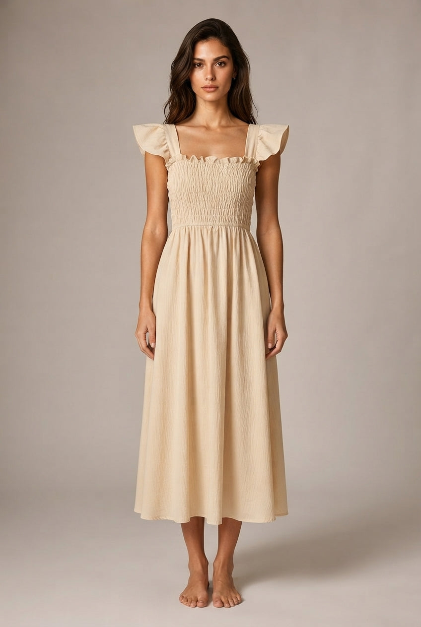 Fashion Personality French Floral Dress Women — No 1 Pure Apricot — AI-generated studio front view