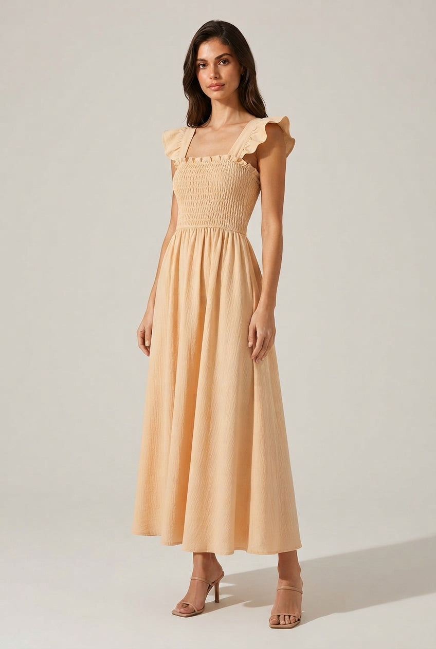 Lila Floral Chiffon Midi Dress