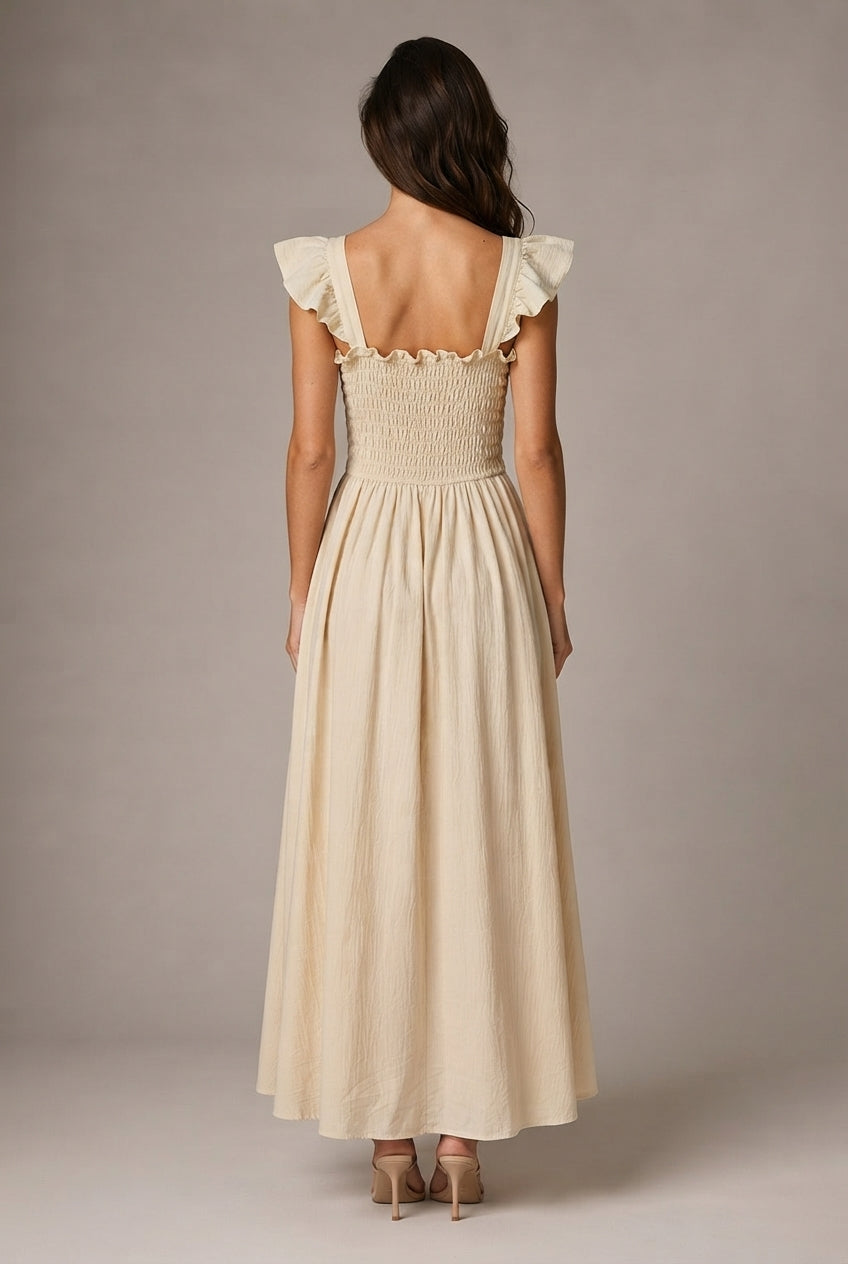 Fashion Personality French Floral Dress Women — No 1 Pure Apricot — AI-generated studio back view