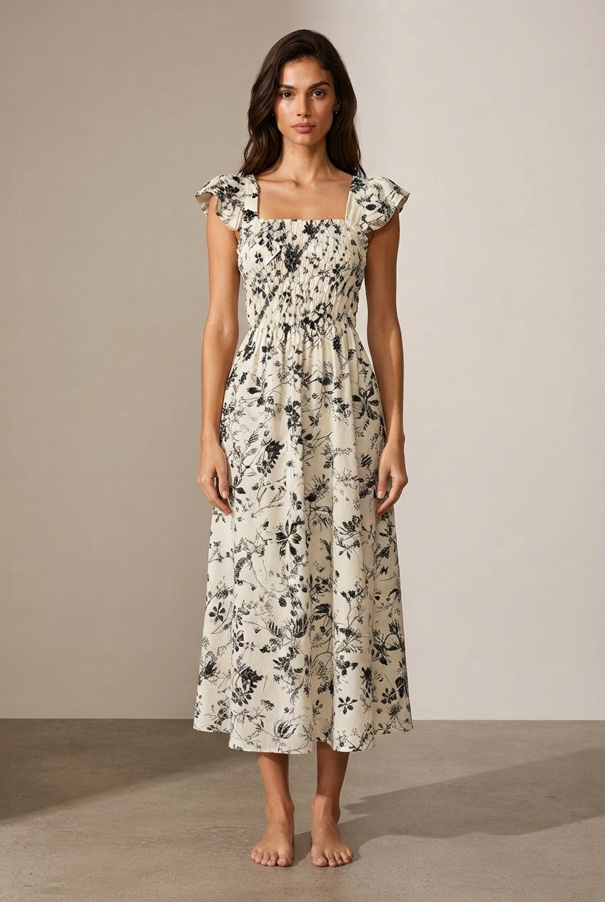 Fashion Personality French Floral Dress Women — No 2 White Background — AI-generated studio front view