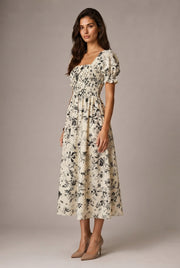 Fashion Personality French Floral Dress Women — No 2 White Background — AI-generated studio three-quarter view