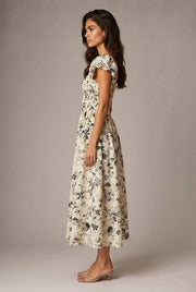 Fashion Personality French Floral Dress Women — No 2 White Background — AI-generated studio right-side profile