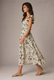 Fashion Personality French Floral Dress Women — No 2 White Background — AI-generated studio left-side walking view