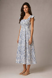 Fashion Personality French Floral Dress Women — No 5 White Background — AI-generated studio three-quarter view