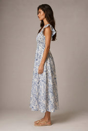 Fashion Personality French Floral Dress Women — No 5 White Background — AI-generated studio right-side profile