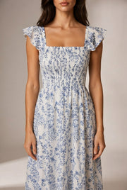 Fashion Personality French Floral Dress Women — No 5 White Background — AI-generated studio bodice detail