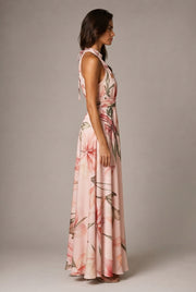 Faux-wind Elegant Slimming Maxi Dress For Women — Pink — AI-generated studio right-side profile