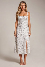 Floral Midi Bohemian Tank Dress — Printing — AI-generated studio front view