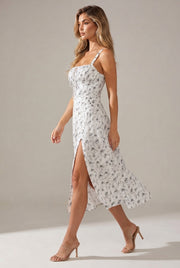Floral Midi Bohemian Tank Dress — Printing — AI-generated studio left-side walking view