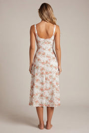 Floral Midi Bohemian Tank Dress — Red Rose — AI-generated studio back view