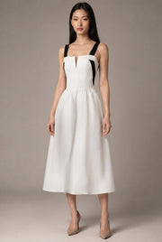 Mini French Dress Midi Party White Dress — White — AI-generated studio three-quarter view