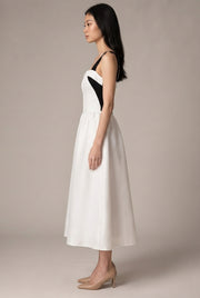 Mini French Dress Midi Party White Dress — White — AI-generated studio right-side profile