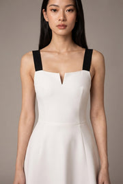 Mini French Dress Midi Party White Dress — White — AI-generated studio bodice detail