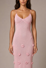 Fleur Appliqué Midi Dress — Pink — AI-generated studio bodice detail