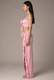 Personalized Flower Tube Top Vest High Split Strap Skirt Dress — AI-generated studio right-side profile