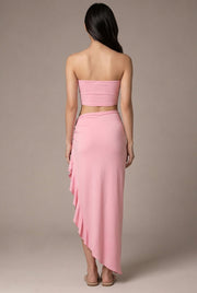 Personalized Flower Tube Top Vest High Split Strap Skirt Dress — AI-generated studio back view
