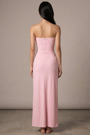 Sienna Rosette Maxi Dress — Pink — AI-generated studio back view