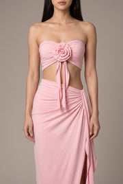 Sienna Rosette Maxi Dress — Pink — AI-generated studio bodice detail