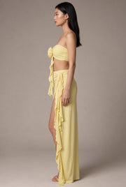 Sienna Rosette Maxi Dress — Yellow — AI-generated studio right-side profile