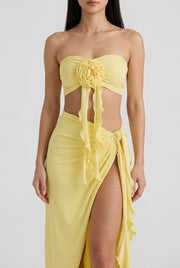 Sienna Rosette Maxi Dress — Yellow — AI-generated studio bodice detail