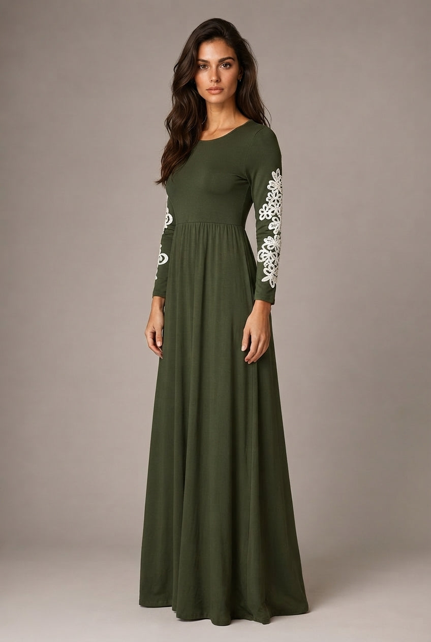 Thérèse Lace-Sleeve Maxi Dress