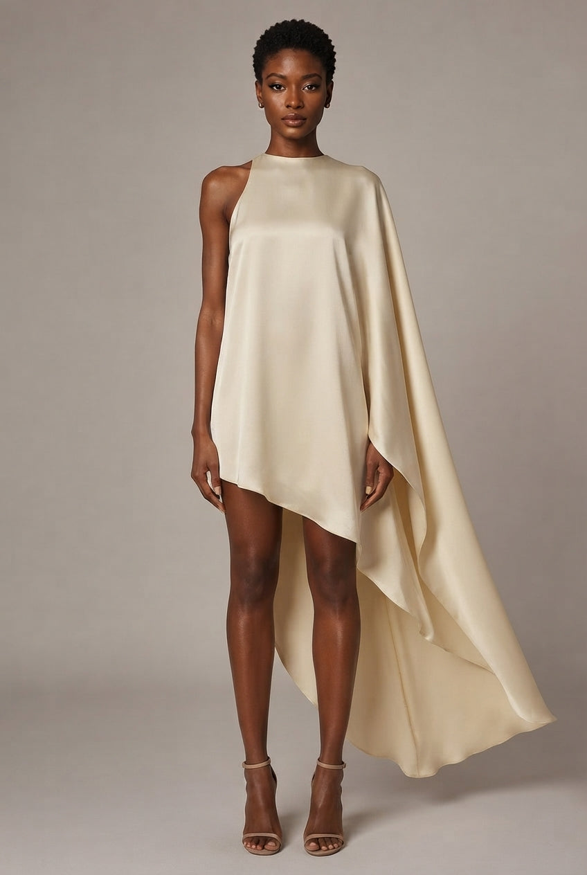 Aveline Satin Cape Dress