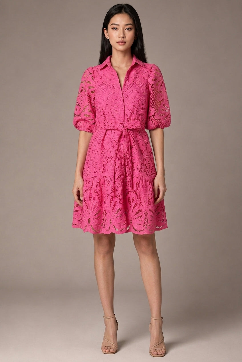 Shirt Sexy Cutout Water Soluble Lace Flower Dress — AI-generated studio front view
