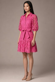 Shirt Sexy Cutout Water Soluble Lace Flower Dress — AI-generated studio three-quarter view
