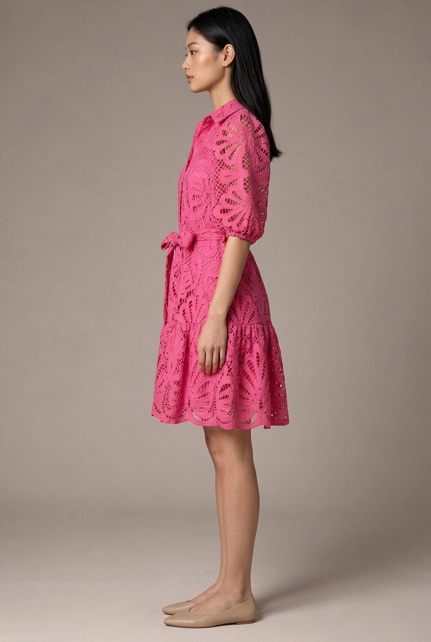 Shirt Sexy Cutout Water Soluble Lace Flower Dress — AI-generated studio right-side profile