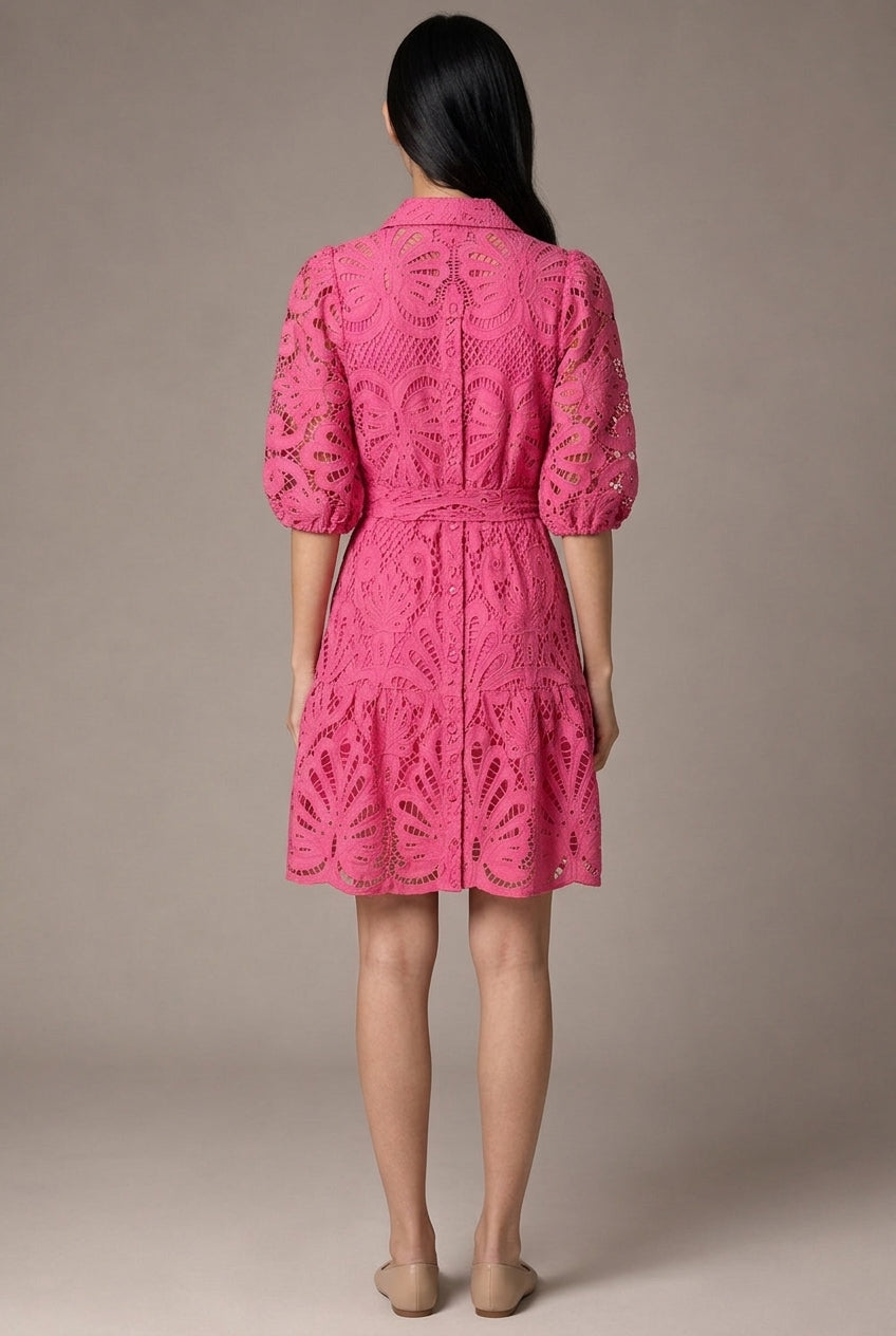 Shirt Sexy Cutout Water Soluble Lace Flower Dress — AI-generated studio back view