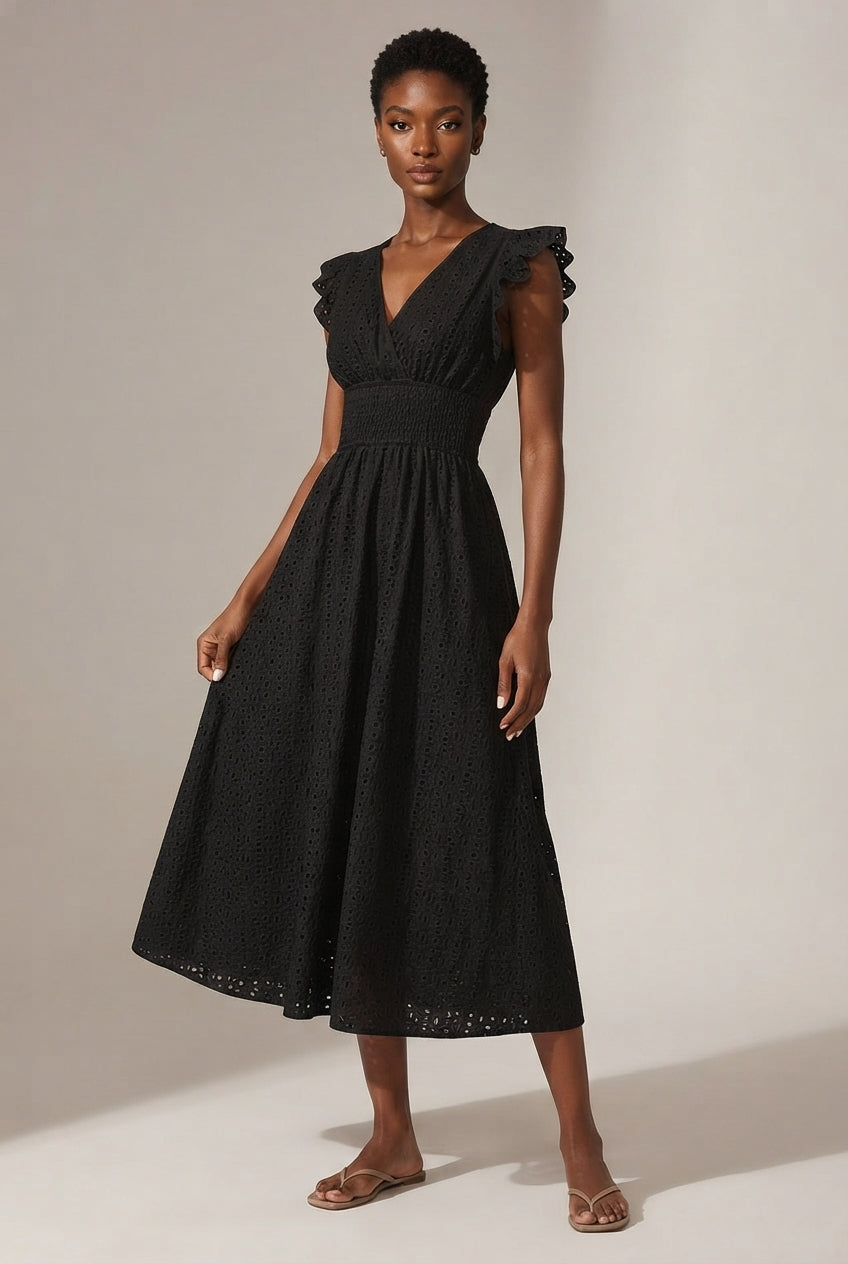 Mireille Eyelet Midi Dress
