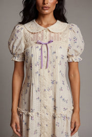 Wisteria Flower French Embroidery Floral Dress — Picture Color — AI-generated studio bodice detail