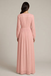 Élodie Shirt Maxi Dress — Pink — AI-generated studio back view